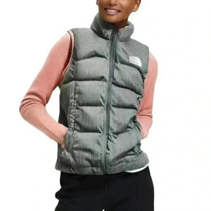 The North Face Nuptse Vest Grey Stripe Puffer Goose Down Women's  Extra Small